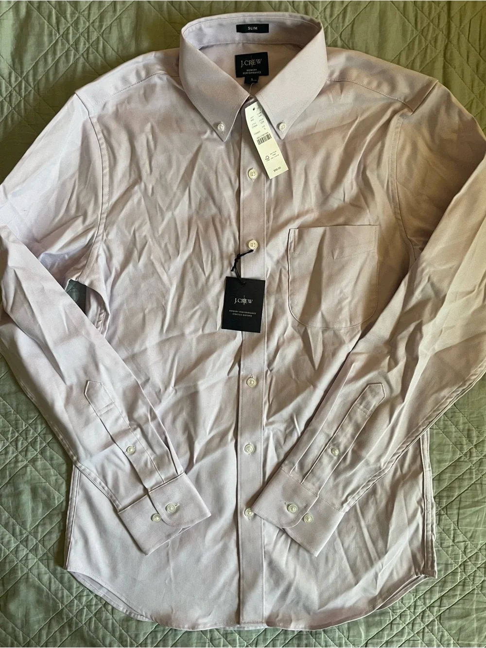 J. CREW Bowery Slim performance stretch oxford shirt in Lilac Size S NWT CP684